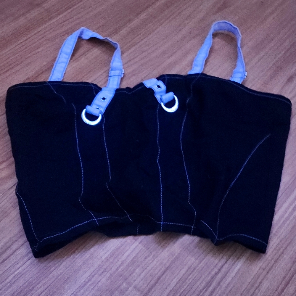 Black and White Strap Top